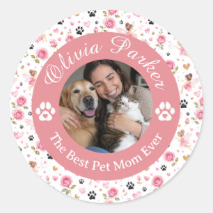Sticker Rond Amoureux des animaux personnalisé avec photo et no