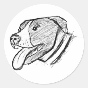 Sticker Rond amoureux des animaux photo-chien tiré à la main