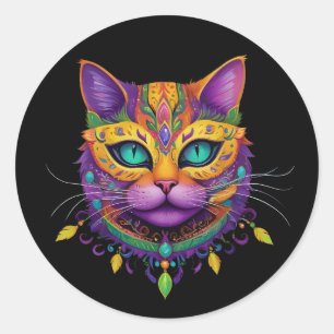 Sticker Rond Amoureux des chats du carnaval de Cute Cat Mardi G