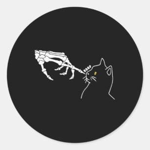 Sticker Rond Amoureux des chats Squelette Mains Boop Funny Hall