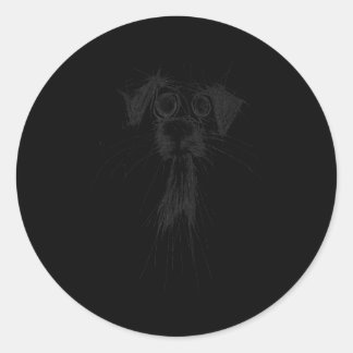 Sticker Rond Amoureux des chiens Abstrait Scribble Art mignon C