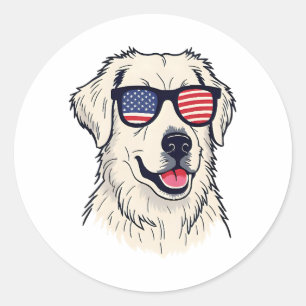Sticker Rond AMOUREUX DES CHIENS américain - Coupe Cool avec de