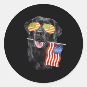 Sticker Rond Amoureux des chiens  Black Labrador USA American F