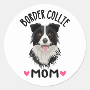 Sticker Rond Amoureux des chiens chiot mignon noir blanc fronti