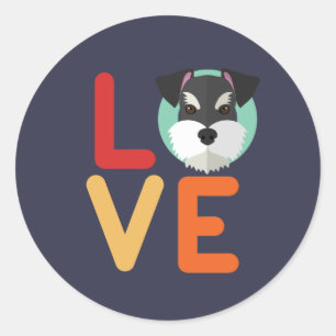 Sticker Rond Amoureux des chiens drôle de coeur du Schnauzer