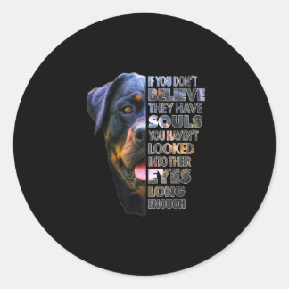 Sticker Rond Amoureux des chiens Rottweiler Soul I Love Rotties