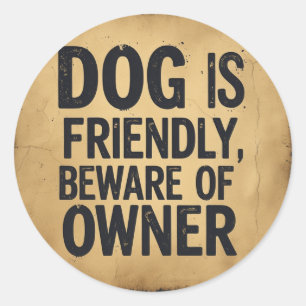 Sticker Rond Amoureux des chiens signe blague