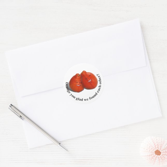 Sticker Rond Amoureux d'orange (Enveloppe)