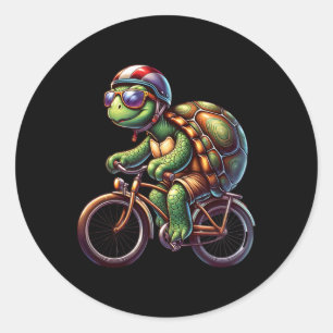 Sticker Rond Amoureux du cyclisme tortue Vélo pour cycliste Tou