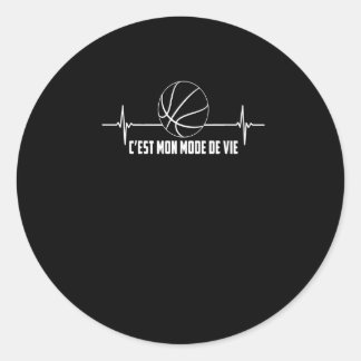 Sticker Rond Amoureux du sport | Heartbeat Et Basketball