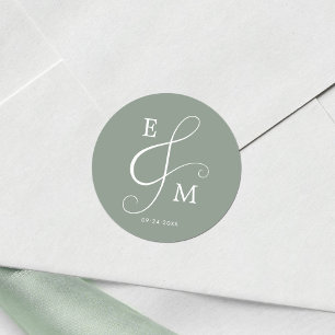 Sticker Rond Ampersand élégant Monogramme Mariage moderne