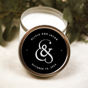 Sticker Rond Ampersand lunaire Moody Black Mariage