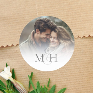 Sticker Rond Ampersand minimaliste simple Mariage photo