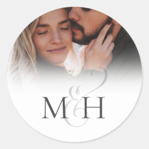 Sticker Rond Ampersande photo minimaliste simple Mariage