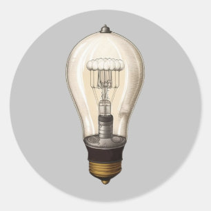 Sticker Rond Ampoule vintage Steampunk