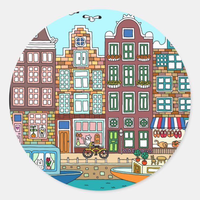 Sticker Rond Amsterdam (Devant)