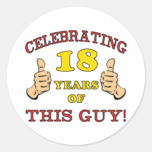 Sticker Rond Amusant 18ème anniversaire pour les garçons