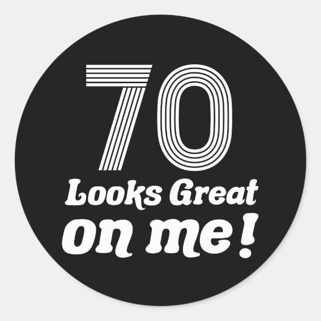 Sticker Rond Amusant 70e anniversaire pour elle (Devant)