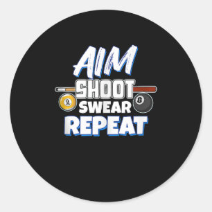 Sticker Rond Amusant Aim Pool Joueur Cadeau Billard Balls