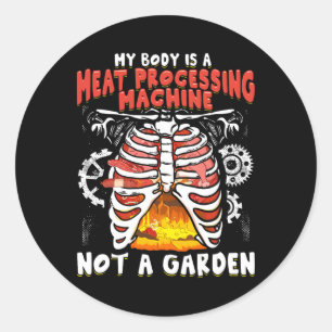 Sticker Rond Amusant Anti Vegan Meat Mater Funny Meat Lover Bbq