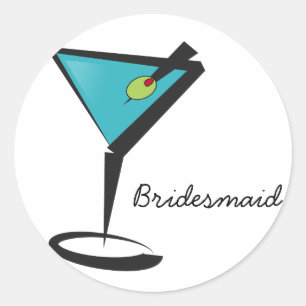 Sticker Rond Amusant Aqua Martini