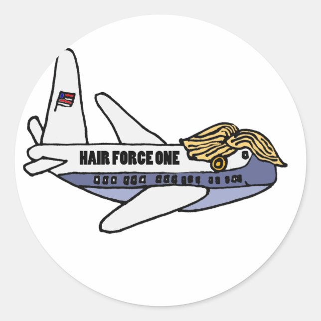 Sticker Rond Amusant avion présidentiel Donald Trump (Devant)