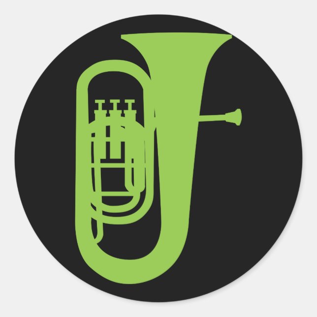 Sticker Rond Amusant Baritone Silhouette Musique Cadeau (Devant)