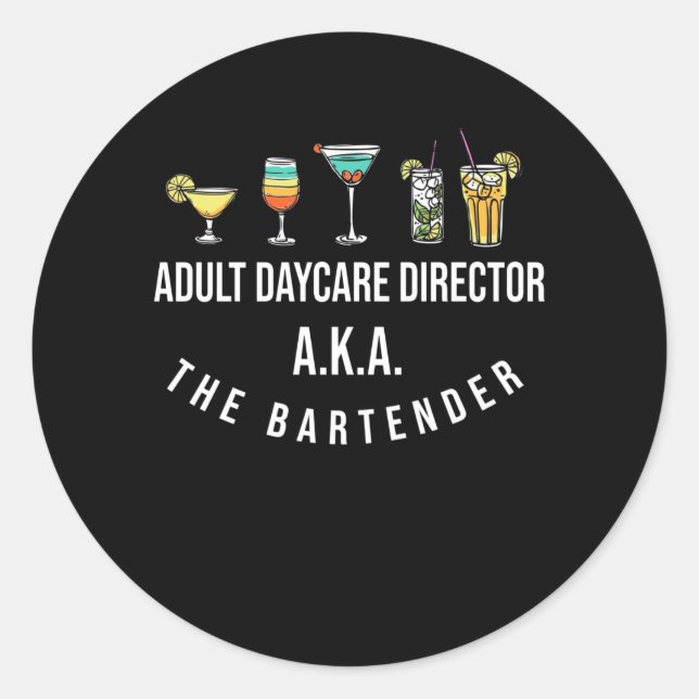 Sticker Rond Amusant Bartender Alcool Mixer Barkeeper plaisante (Devant)