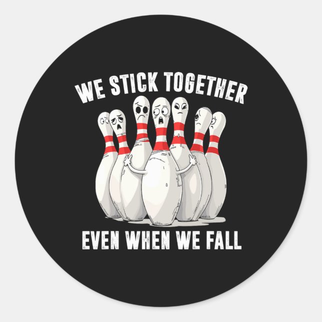 Sticker Rond Amusant Bowling Team Bowling Lover Bowler Squad Hu (Devant)