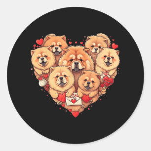 Sticker Rond Amusant Chow Coeur Chow Valentine Chow Chow Femmes