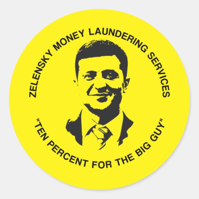 Sticker Rond Amusant conservateur anti-Biden Zelensky Ukraine (Devant)