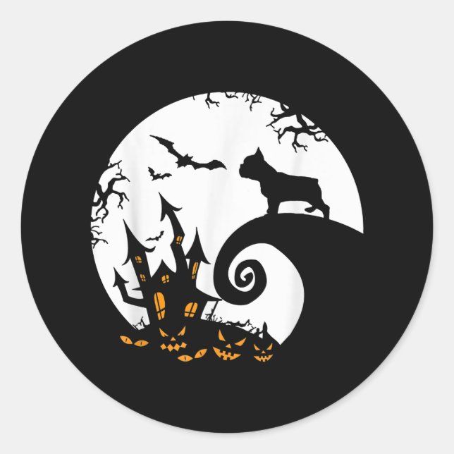 Sticker Rond Amusant Costume D'Halloween De Chien À Feu Et De L (Devant)
