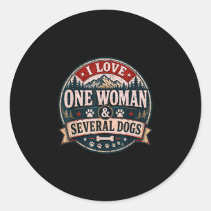 Sticker Rond Amusant cynique amoureux de chien aime une femme &