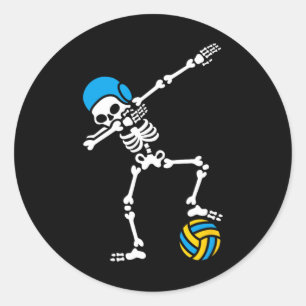 Sticker Rond Amusant Dab squelette Dabbing Water polo Halloween