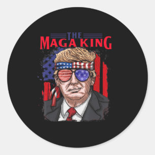 Sticker Rond Amusant Donald Trump Ultra Maga King le juillet US