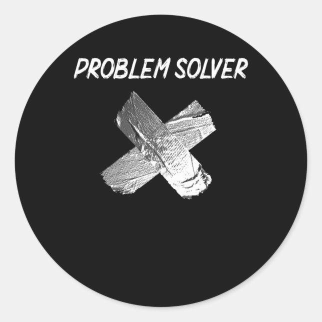 Sticker Rond Amusant Duct Tape Joke Lazy Sarcastic Mari Père (Devant)