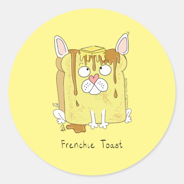 Sticker Rond Amusant Français Bulldog Frenchie Chien mignon Enf (Devant)