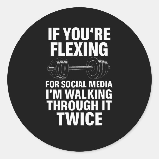 Sticker Rond Amusant Gym Flexing Workout Bodybuilding 2 (Devant)