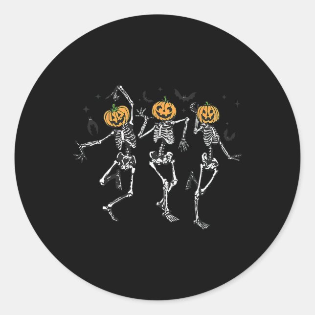 Sticker Rond Amusant Halloween Citrouille Danser Costume squele (Devant)