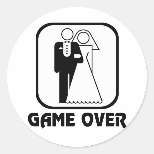 Sticker Rond Amusant jeu mariage sur (Devant)