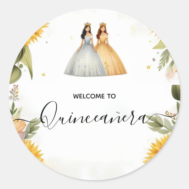 Sticker Rond Amusant Joy Lily Twin Double Joint Quinceanera (Devant)
