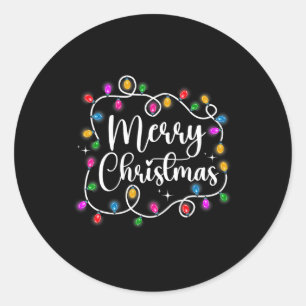 Sticker Rond Amusant Joyeux Noël Lumières Noël Famille Hommes F