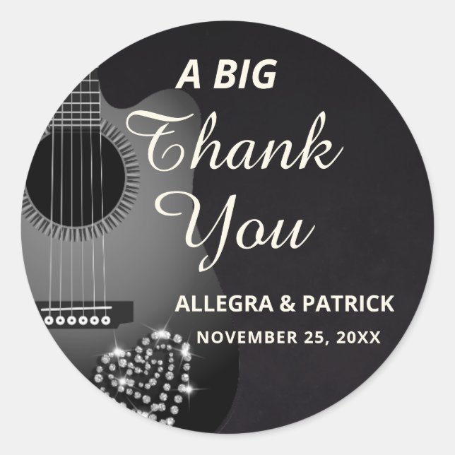 Sticker Rond Amusant Mariage de diamants de guitare acoustique  (Devant)