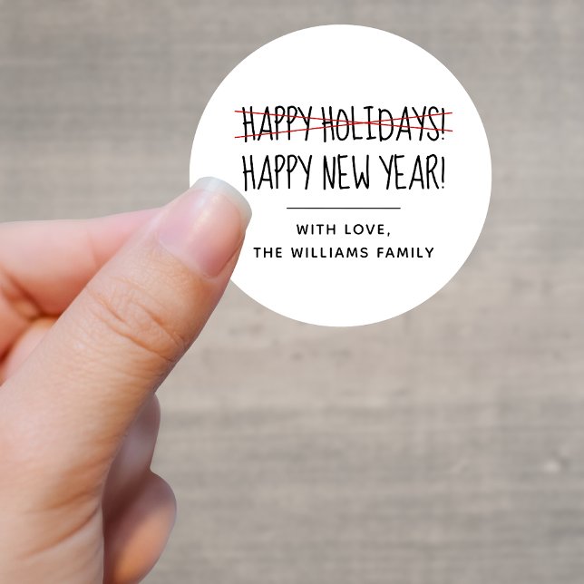 Sticker Rond Amusant Moderne Fin Bonne Année (Créateur téléchargé)