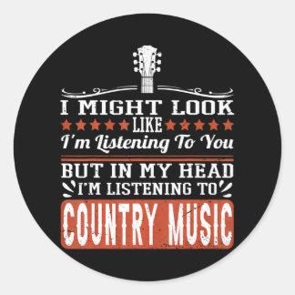 Sticker Rond Amusant Musique country western