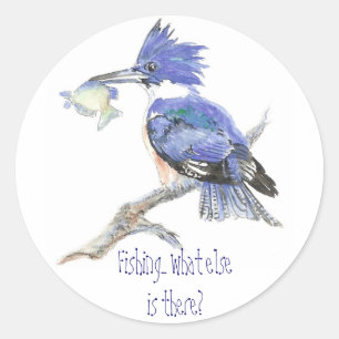 Sticker Rond Amusant, Pêche Humour - Kingfisher