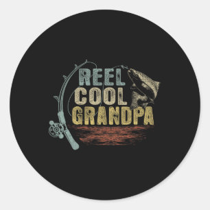 Sticker Rond Amusant Pêche Vintage bobine Cool grand-père