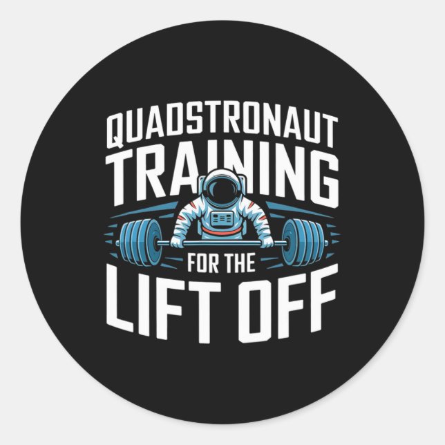 Sticker Rond Amusant Poids Bodybuilding Gymnase Fitness Astro (Devant)