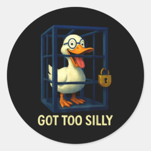 Sticker Rond Amusant professeur d'oie trop drôle amoureux jeu d