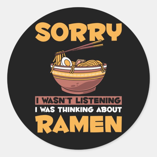 Sticker Rond Amusant Ramen amoureux nouilles japonaises accro (Devant)